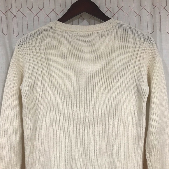 Athleta Merino Wool Crew Neck Womens Pullover Cream Sweater W/ Side Slits Size S - Picture 9 of 12